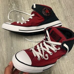 Converse Red and Black High-Top Sneakers